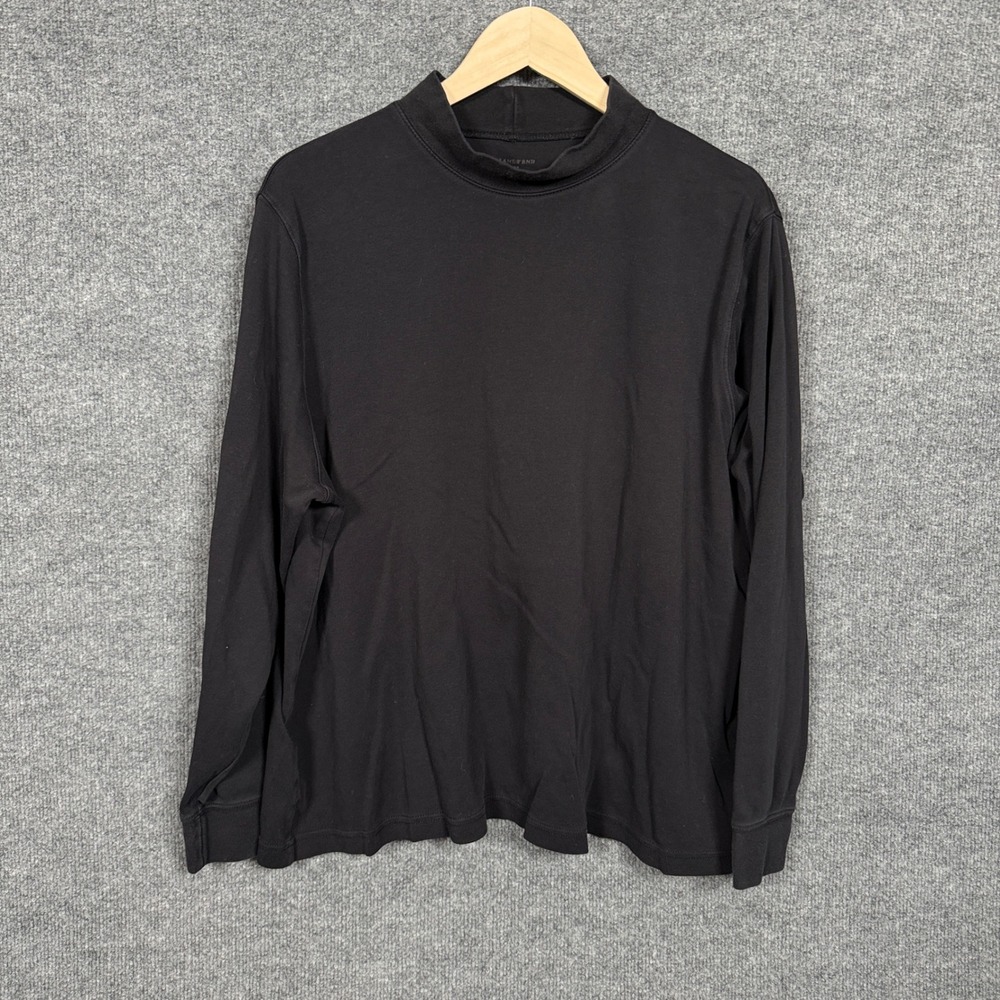 Land's End Womens Plus 2X Top Shirt Black Mock Neck‎ Stretch Minimalist Layering